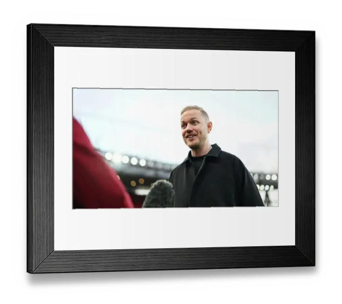 Framed Print : Arsenal Women's Boss Jonas Eidevall Post-Match Interview: Arsenal FC vs Chelsea FC (Barclays WSL 2023-24)