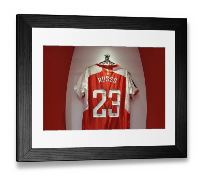 Framed Print : Pre-Match Focus: Alessia Russo's Arsenal Shirt - Arsenal FC vs Chelsea FC (Barclays Women's Super League, 2023-24) Framed Print : Pre-Match Focus: Alessia Russo's Arsenal Shirt - Arsenal FC vs Chelsea FC (Barclays Women's Super League, 2023-24)