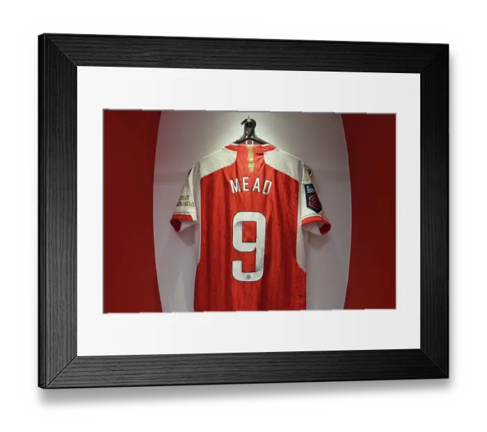 Framed Print : Arsenal FC vs Chelsea FC: Pre-Match Focus on Beth Mead's Jersey in Barclays Women's Super League (2023-24)