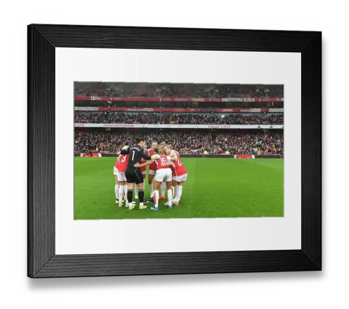 Framed Print : United in Focus: The Huddle - Arsenal Women vs. Chelsea Women's Super League Showdown at Emirates Stadium (2023-24) Framed Print : United in Focus: The Huddle - Arsenal Women vs. Chelsea Women's Super League Showdown at Emirates Stadium (2023-24)