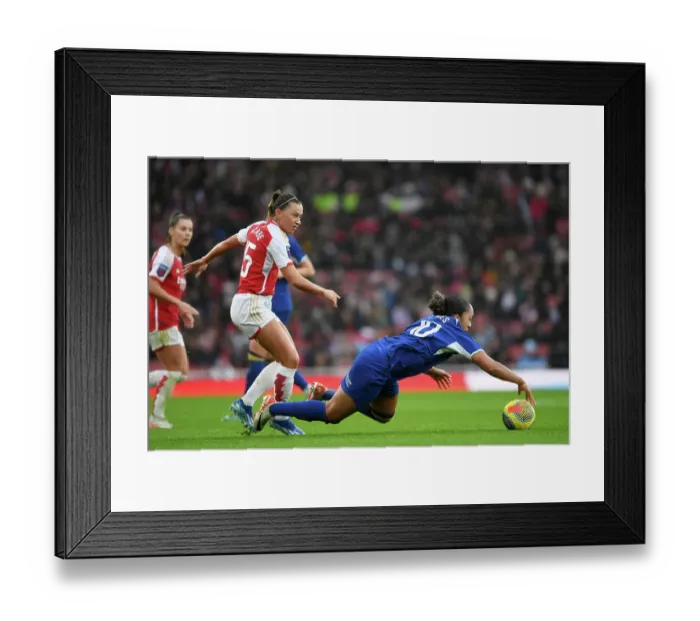 Framed Print : Arsenal vs. Chelsea: Women's Super League Clash at Emirates Stadium - Katie McCabe Fouls Lauren James