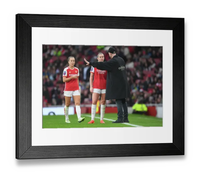 Framed Print : Arsenal Women vs Chelsea Women: Intense Clash at Emirates Stadium: Jonas Eidevall Coaches Alessia Russo (2023-24)