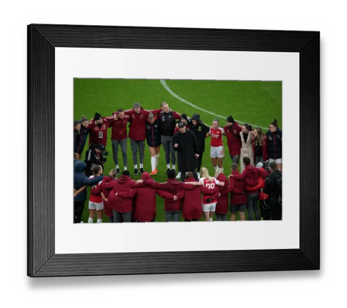 Framed Print : Arsenal Women's Post-Match Team Talk: Jonas Eidevall Reflects on Arsenal vs Chelsea WSL Clash (2023-24)