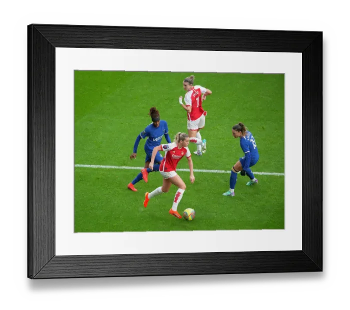 Framed Print : Clash of Titans: Arsenal vs. Chelsea - A Football Rivalry Unfolds in the Barclays Women's Super League