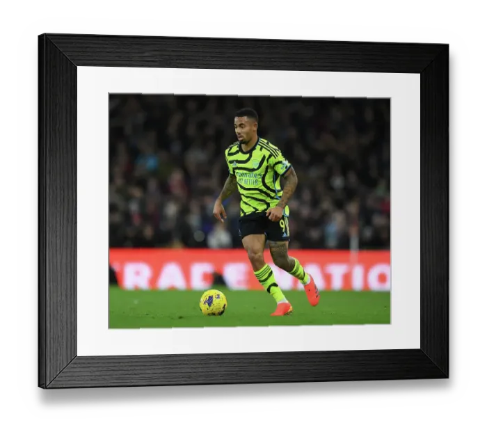 Framed Print : Gabriel Jesus in Action: Arsenal's Star Forward Shines Against Aston Villa in the Premier League 2023-24
