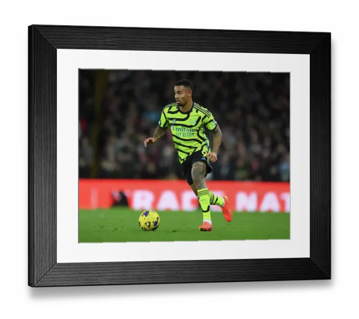 Framed Print : Gabriel Jesus in Action: Aston Villa vs. Arsenal, Premier League 2023-24