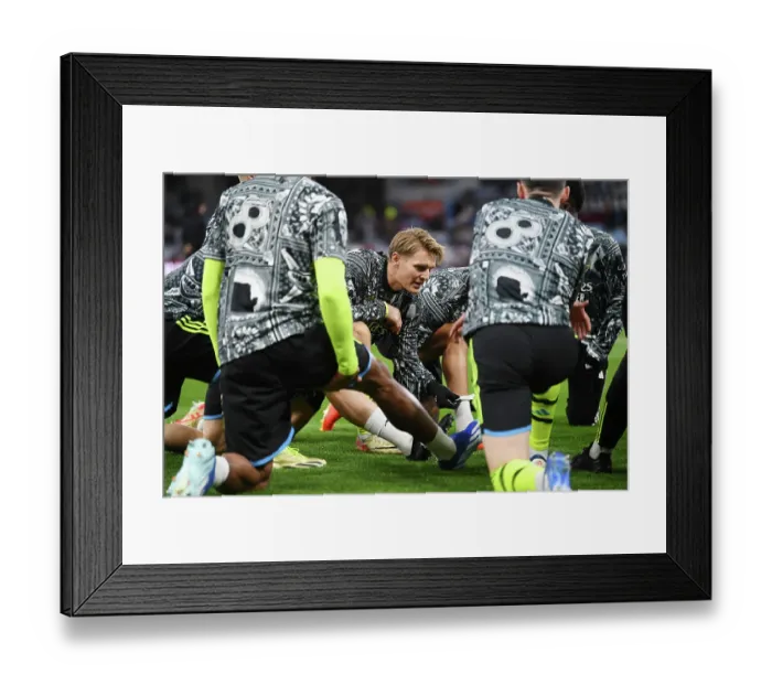 Framed Print : Arsenal's Martin Odegaard Gives Team Instructions Before Aston Villa Clash (Premier League 2023-24)
