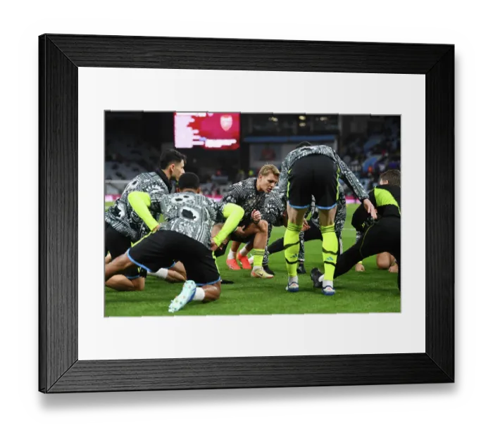 Framed Print : Martin Odegaard Leads Arsenal Team Preparations Against Aston Villa (Premier League 2023-24)