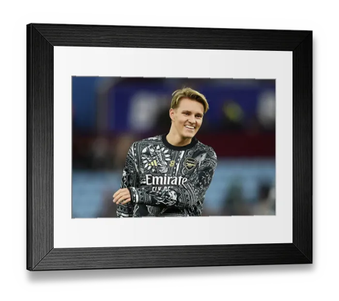 Framed Print : Arsenal's Martin Odegaard Gears Up for Aston Villa Clash in Premier League (Aston Villa vs Arsenal, 2023-24)