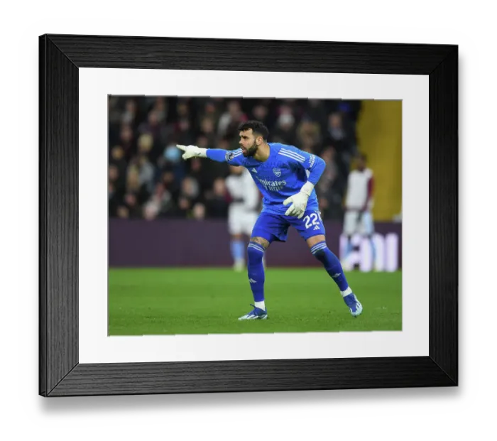 Framed Print : Arsenal's David Raya in Action: Aston Villa vs. Arsenal, Premier League 2023-24