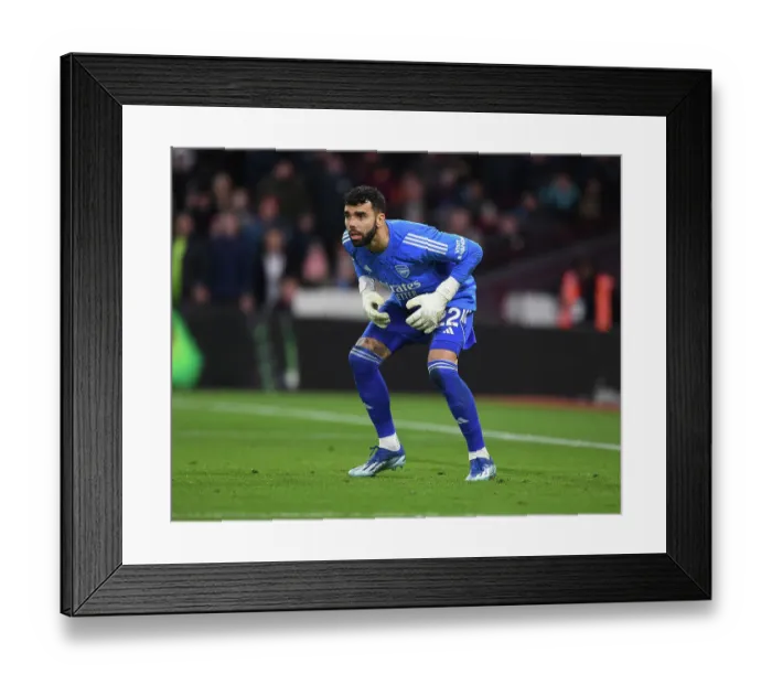Framed Print : Arsenal's David Raya in Action: Aston Villa vs Arsenal, Premier League 2023-24
