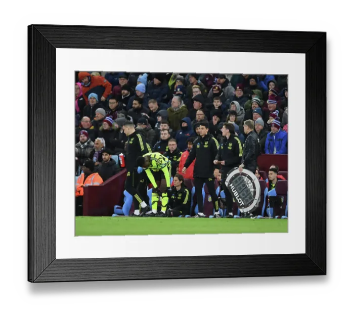 Framed Print : Arsenal's Eddie Nketiah Readies Substitution Entry Against Aston Villa in 2023-24 Premier League Clash