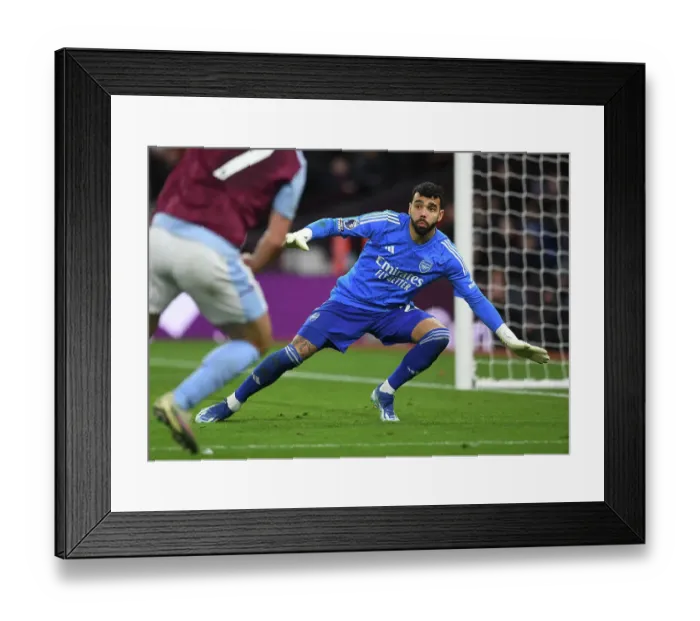 Framed Print : Arsenal's David Raya in Action: 2023-24 Premier League - Aston Villa vs. Arsenal