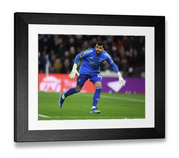 Framed Print : Arsenal's David Raya in Action: Aston Villa vs Arsenal, Premier League 2023-24