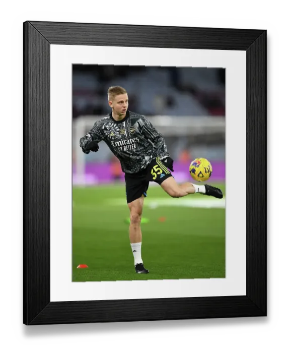 Framed Print : Arsenal's Oleksandr Zinchenko Gears Up for Aston Villa Clash in Premier League (2023-24)