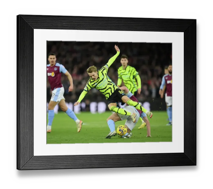 Framed Print : Clash of Midfield Titans: Martin Odegaard vs. John McGinn - Aston Villa vs. Arsenal, Premier League 2023-24