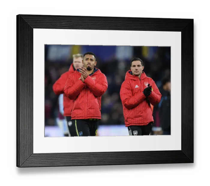 Framed Print : Arsenal's Gabriel Jesus and Cedric Soares Celebrate Victory over Aston Villa in 2023-24 Premier League Framed Print : Arsenal's Gabriel Jesus and Cedric Soares Celebrate Victory over Aston Villa in 2023-24 Premier League