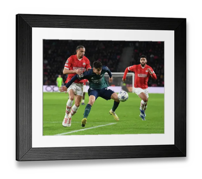 Framed Print : Champions League Showdown: Arsenal vs PSV Eindhoven - Havertz vs Obispo Battle Framed Print : Champions League Showdown: Arsenal vs PSV Eindhoven - Havertz vs Obispo Battle