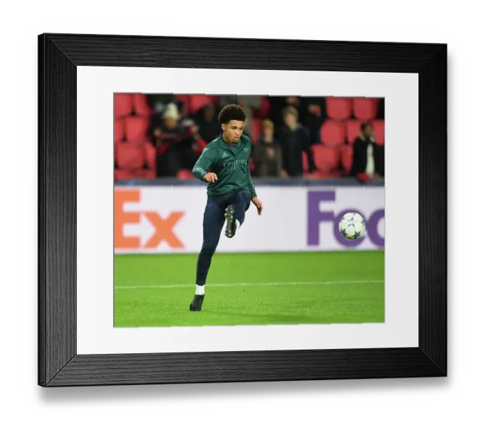 Framed Print : Arsenal FC at PSV Eindhoven: Group B - UEFA Champions League 2023 / 24: Ethan Nwaneri's Pre-Match Warm-Up Framed Print : Arsenal FC at PSV Eindhoven: Group B - UEFA Champions League 2023 / 24: Ethan Nwaneri's Pre-Match Warm-Up