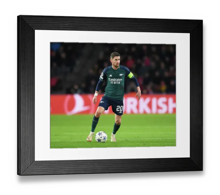 Framed Print : Champions League: Arsenal's Jorginho Faces Off Against PSV Eindhoven in Group B Showdown