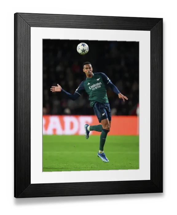 Framed Print : Champions League: Arsenal's Gabriel Magalhaes Faces Off Against PSV Eindhoven in Group B Showdown