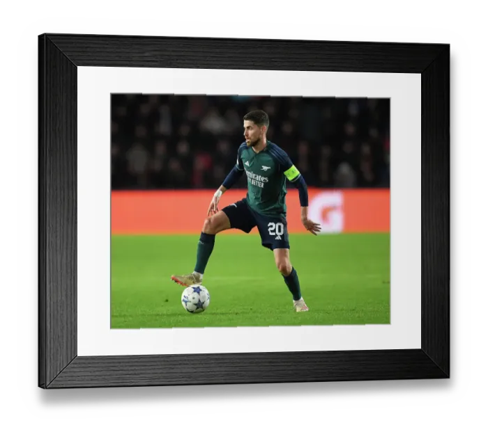Framed Print : Arsenal's Jorginho Fights for Possession in PSV Eindhoven Clash - UEFA Champions League 2023 / 24