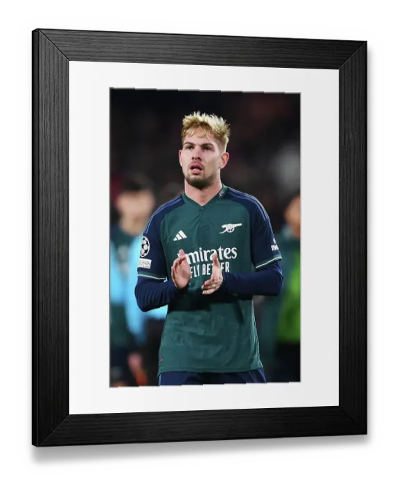 Framed Print : Arsenal's Emile Smith Rowe Applauds Fans After PSV Eindhoven Victory in 2023-24 UEFA Champions League Framed Print : Arsenal's Emile Smith Rowe Applauds Fans After PSV Eindhoven Victory in 2023-24 UEFA Champions League