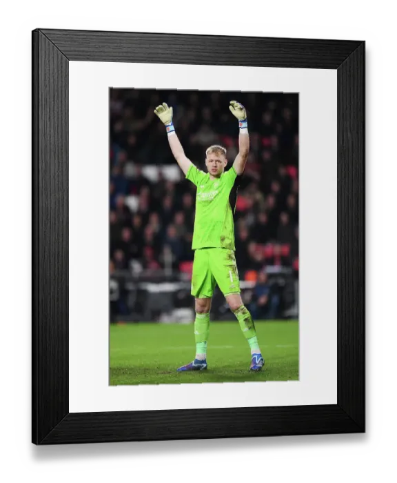Framed Print : Champions League Group B: Arsenal's Aaron Ramsdale Focuses Amidst PSV Eindhoven Tension Framed Print : Champions League Group B: Arsenal's Aaron Ramsdale Focuses Amidst PSV Eindhoven Tension