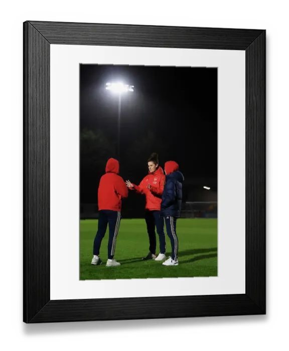 Framed Print : Arsenal Women vs. Tottenham Hotspur Women: Pre-Match Huddle - FA WSL Cup Clash