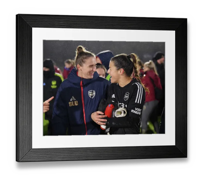 Framed Print : Arsenal Women Celebrate FA WSL Cup Victory Over Tottenham Hotspur: Vivianne Miedema and Sabrina D'Angelo Framed Print : Arsenal Women Celebrate FA WSL Cup Victory Over Tottenham Hotspur: Vivianne Miedema and Sabrina D'Angelo