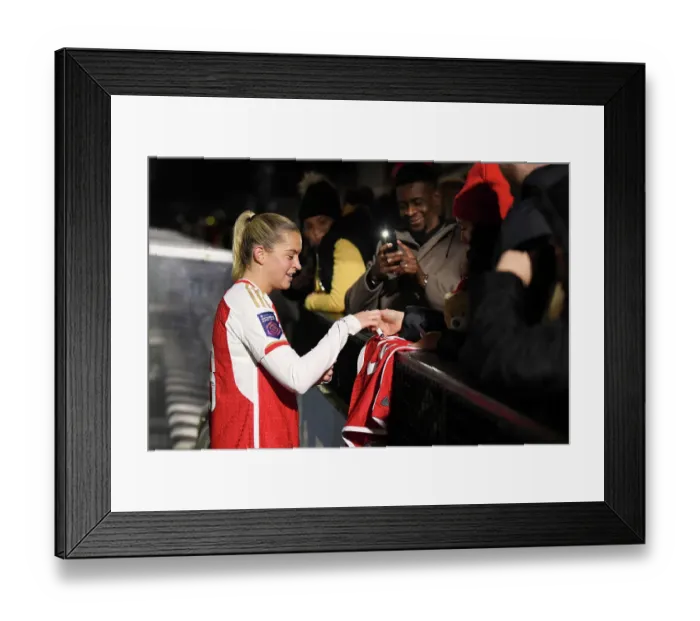 Framed Print : Arsenal Women's Conti Cup Victory: Alessia Russo Connects with Adoring Fans