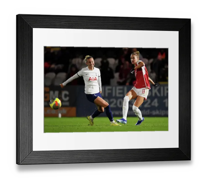 Framed Print : Arsenal's Miedema Goes Head-to-Head with Thomas in FA Cup Showdown