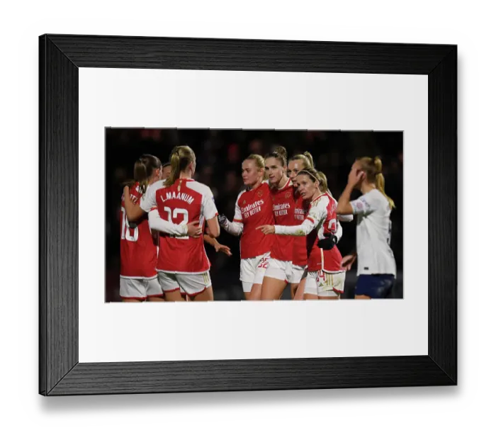 Framed Print : Arsenal Women Celebrate First Goal Against Tottenham Hotspur in FA WSL Cup Clash Framed Print : Arsenal Women Celebrate First Goal Against Tottenham Hotspur in FA WSL Cup Clash