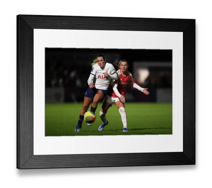 Framed Print : Clash of the Titans: Grace Clinton and Noelle Maritz Fight for Possession in Arsenal vs. Tottenham Women's FA WSL Cup Match