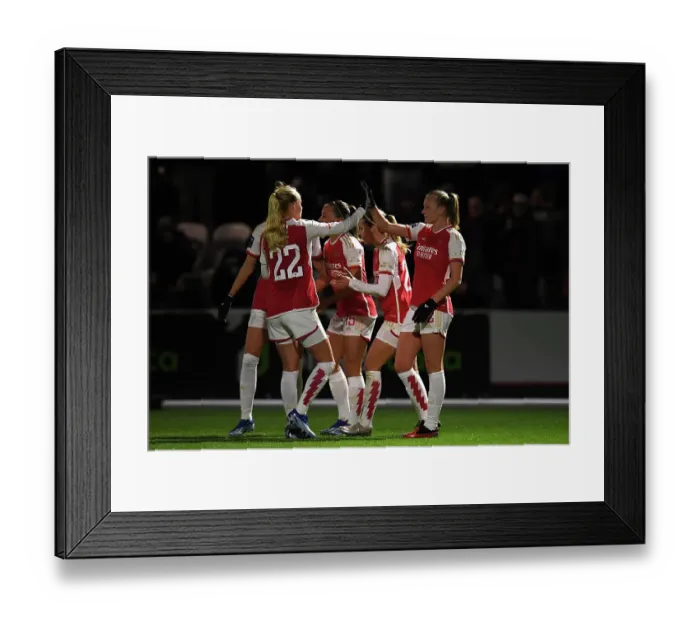 Framed Print : Arsenal Women Celebrate Second Goal Against Tottenham Hotspur in FA WSL Cup Clash (2023-24)