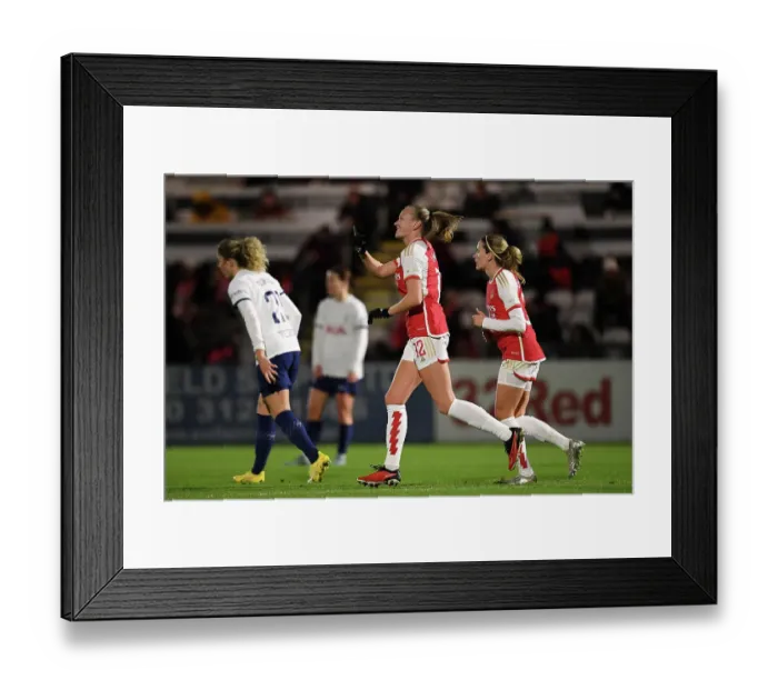 Framed Print : Arsenal Women's FA WSL Cup Victory: Frida Maanum Scores Second Goal Against Tottenham Framed Print : Arsenal Women's FA WSL Cup Victory: Frida Maanum Scores Second Goal Against Tottenham