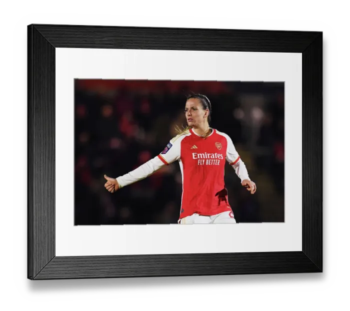 Framed Print : Arsenal's Laia Codina Reacts During Intense Arsenal Women vs. Tottenham Hotspur FA Cup Clash at Meadow Park