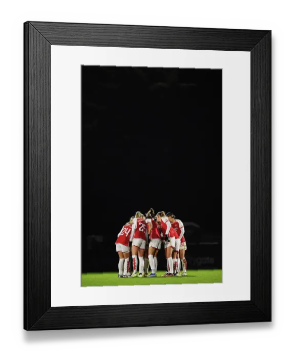 Framed Print : Arsenal Women vs. Tottenham Hotspur Women: United in the Conti Cup - Halftime Huddle