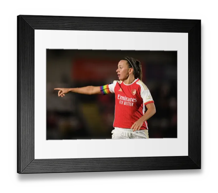 Framed Print : Arsenal Women's Katie McCabe Gives Team Instructions vs. Tottenham Hotspur in FA WSL Cup Clash