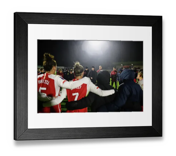 Framed Print : Arsenal Women's Coach Jonas Eidevall Rallies Team After Conti Cup Match Against Tottenham Hotspur