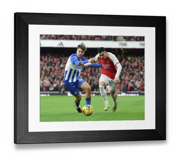 Framed Print : Arsenal's Martinelli Clashes with Brighton's Hinshelwood in 2023-24 Premier League Showdown Framed Print : Arsenal's Martinelli Clashes with Brighton's Hinshelwood in 2023-24 Premier League Showdown