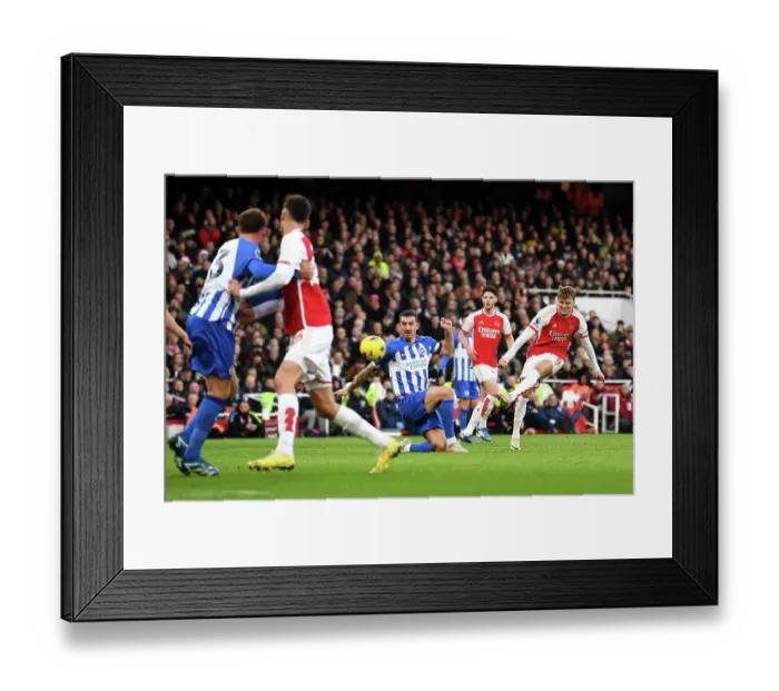 Framed Print : Arsenal's Martin Odegaard Scores at Emirates Stadium: Arsenal FC vs Brighton & Hove Albion, Premier League 2023-24