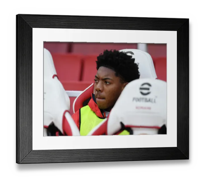 Framed Print : Arsenal's Myles Lewis-Skelly: Pre-Match Focus vs Brighton & Hove Albion (2023-24)