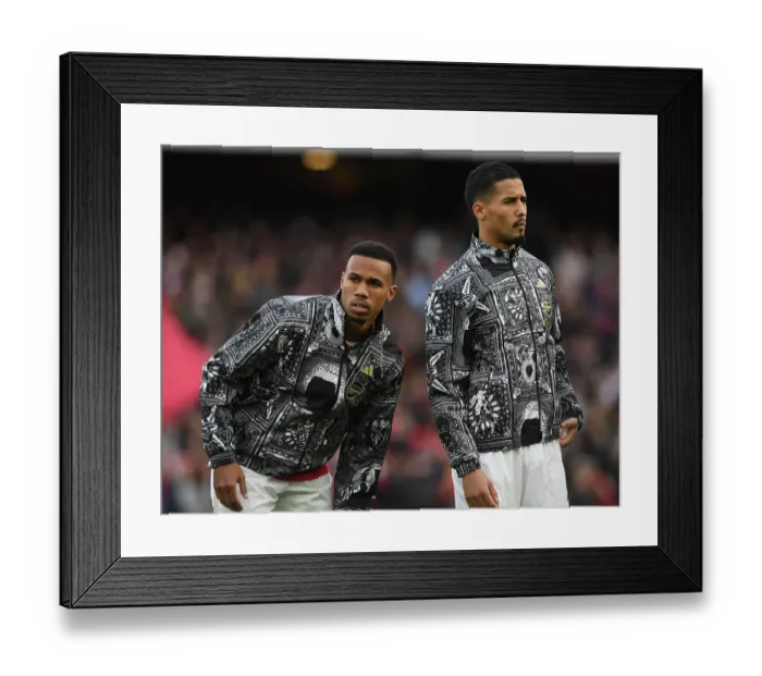 Framed Print : Arsenal FC: Gabriel Magalhaes and William Saliba Pre-Match at Emirates Stadium (Arsenal v Brighton & Hove Albion 2023-24) Framed Print : Arsenal FC: Gabriel Magalhaes and William Saliba Pre-Match at Emirates Stadium (Arsenal v Brighton & Hove Albion 2023-24)