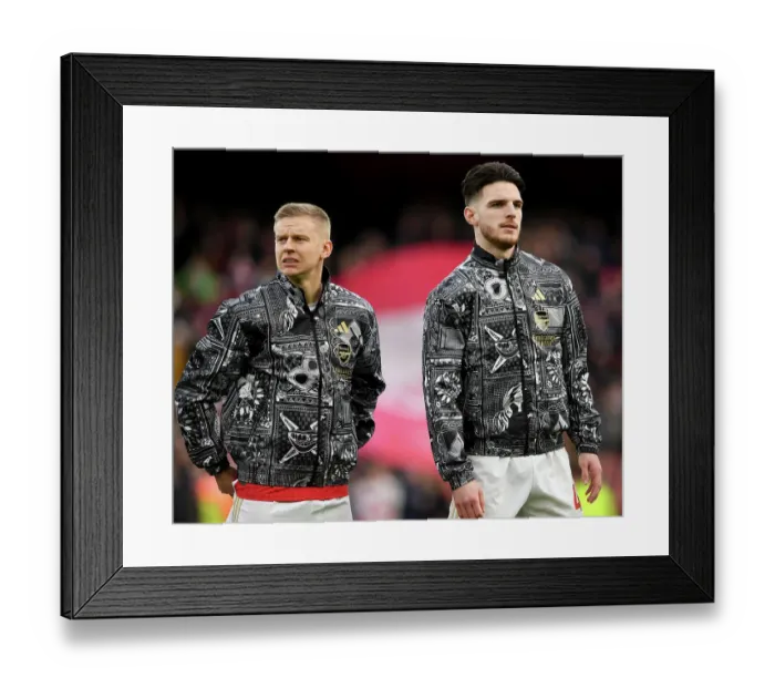 Framed Print : Arsenal FC: Zinchenko and Rice Prepare for Battle against Brighton & Hove Albion (2023-24) Framed Print : Arsenal FC: Zinchenko and Rice Prepare for Battle against Brighton & Hove Albion (2023-24)