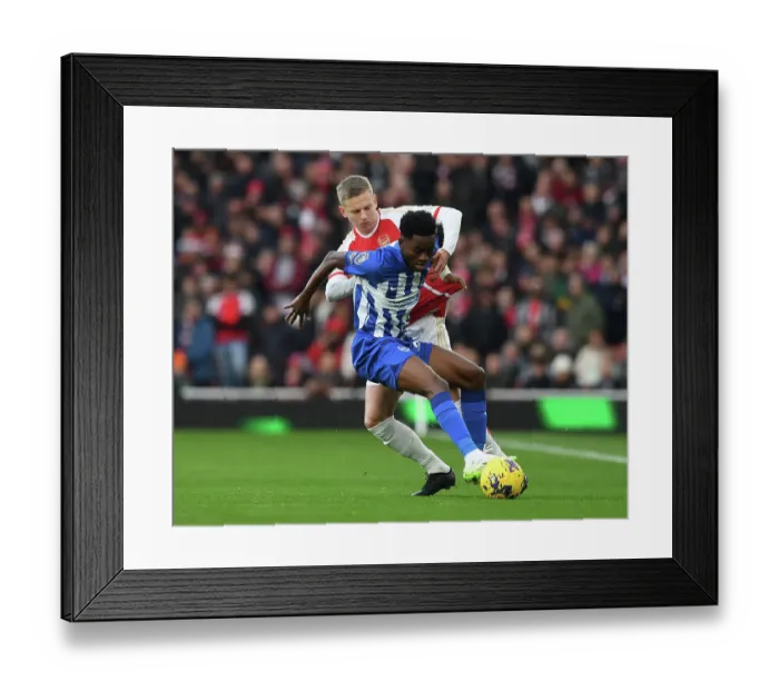 Framed Print : Arsenal vs Brighton: Clash at Emirates Stadium - Zinchenko vs Adingra, Premier League 2023-24