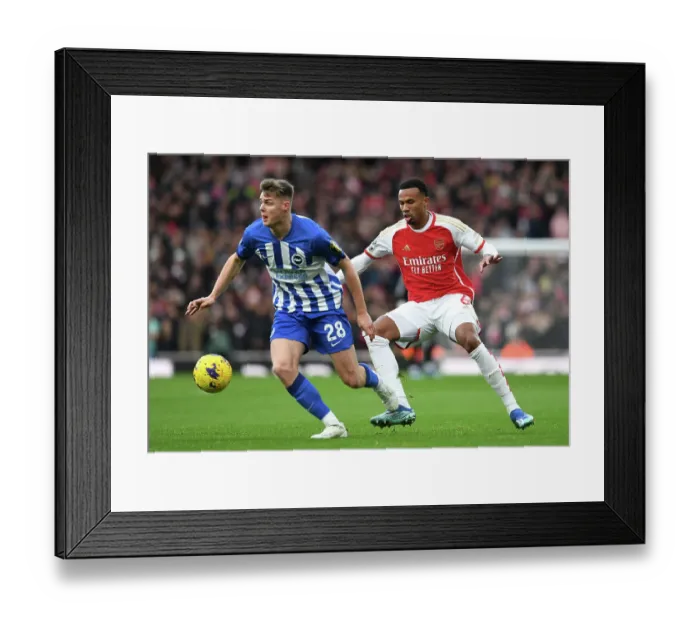 Framed Print : Arsenal vs Brighton: Gabriel vs Ferguson Battle in the Premier League (2023-24)