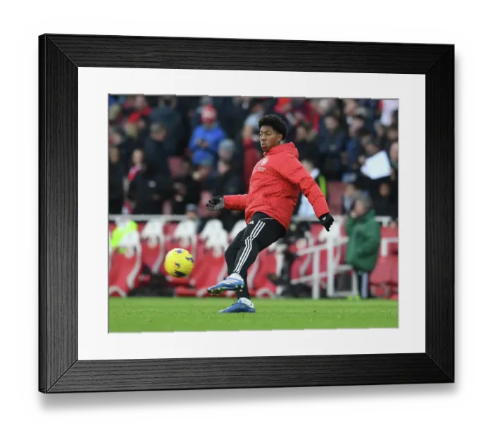 Framed Print : Arsenal Half Time: Myles Lewis-Skelly Warming Up vs Brighton & Hove Albion (2023-24) Framed Print : Arsenal Half Time: Myles Lewis-Skelly Warming Up vs Brighton & Hove Albion (2023-24)