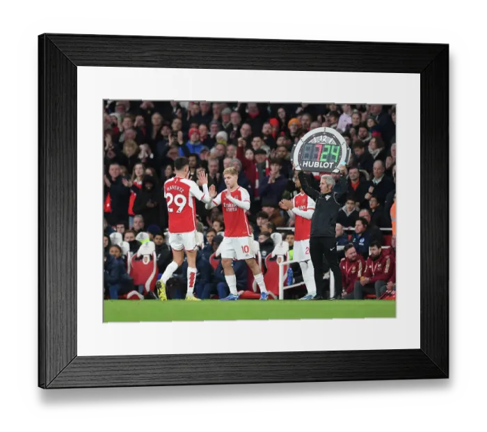 Framed Print : Arsenal's Smith Rowe Subs In: Arsenal FC vs Brighton & Hove Albion, Premier League 2023-24