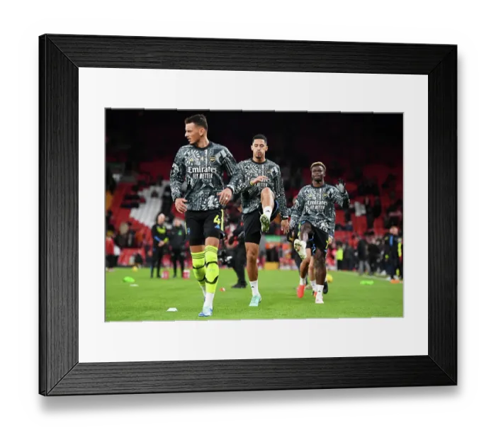 Framed Print : Arsenal Players William Saliba, Ben White, and Bukayo Saka Warm Up Ahead of Liverpool FC Clash (2023-24) Framed Print : Arsenal Players William Saliba, Ben White, and Bukayo Saka Warm Up Ahead of Liverpool FC Clash (2023-24)